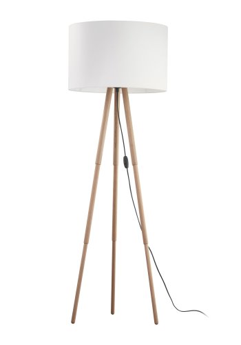 TK Tokyo gulvlampe - hvid stof og antik fyrretr