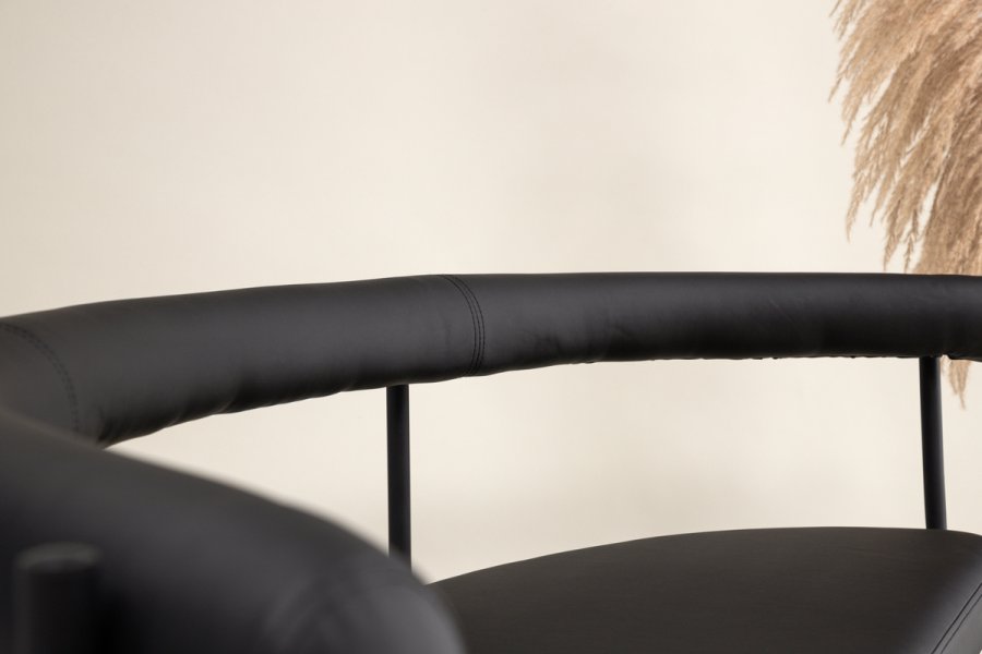 VIND COLLECTION Stallhagen x Josefin Lustig bnk, m. rygln, halvmne - sort PU og sort stl