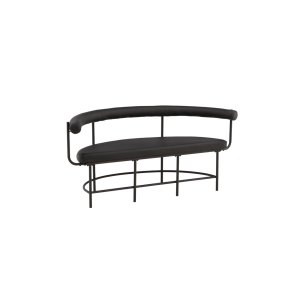 VIND COLLECTION Stallhagen x Josefin Lustig bnk, m. rygln, halvmne - sort PU og sort stl