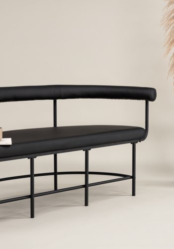 VIND COLLECTION Stallhagen x Josefin Lustig bnk, m. rygln, halvmne - sort PU og sort stl