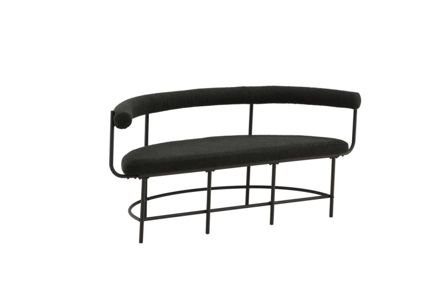 VIND COLLECTION Stallhagen x Josefin Lustig bnk, m. rygln, halvmnde - bouclé stof og sort stl