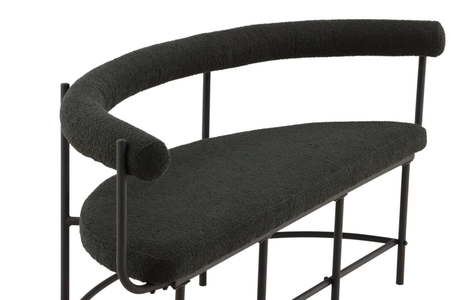 VIND COLLECTION Stallhagen x Josefin Lustig bnk, m. rygln, halvmnde - bouclé stof og sort stl