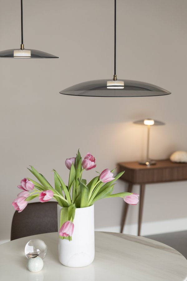 ZUIVER Float loftlampe, rund - glas og guld jern (50)