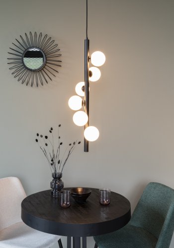 WHITE LABEL LIVING Monica Hvid loftlampe - hvid glas og sort