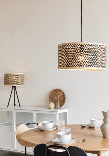 WHITE LABEL LIVING Isla Bamboo Lille loftlampe - beige bambus