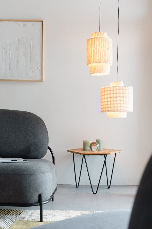 WHITE LABEL LIVING Arjun Bred loftlampe - hvid bomuld