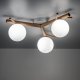 TK Sheron loftlampe, m. 3 skrme - opal glas og natur tr