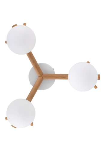 TK Sheron loftlampe, m. 3 skrme - opal glas og natur tr