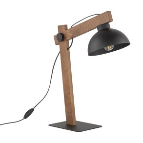 TK Oslo bordlampe - sort metal og valnddefarvet tr