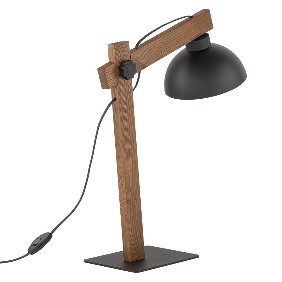 TK Oslo bordlampe - sort metal og valnddefarvet tr