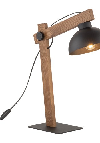 TK Oslo bordlampe - sort metal og valnddefarvet tr