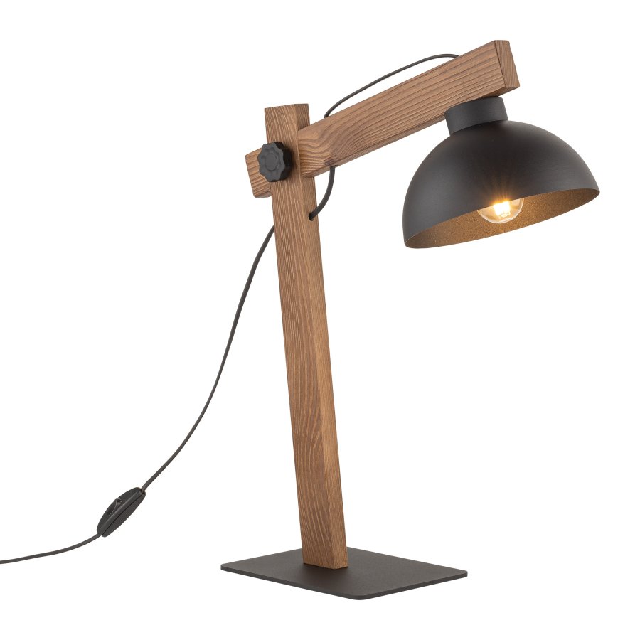 TK Oslo bordlampe - sort metal og valnddefarvet tr