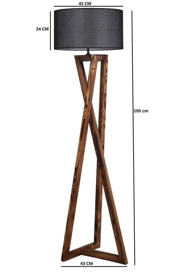 LUMI gulvlampe - sort stof og brun grantr