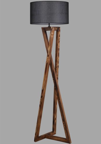 LUMI gulvlampe - sort stof og brun grantr