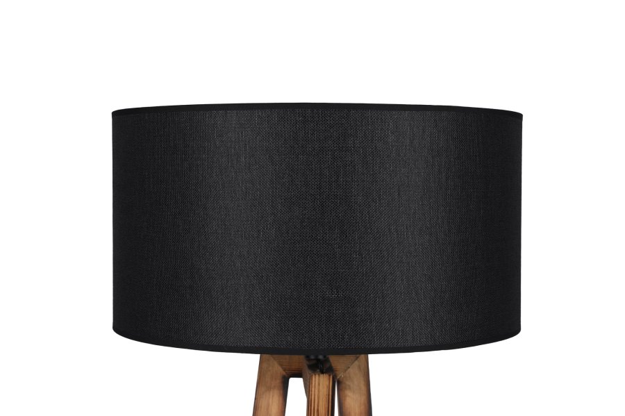 LUMI gulvlampe - sort stof og brun grantr