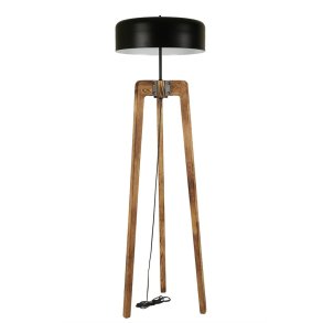 gulvlampe - sort metal og natur grantr