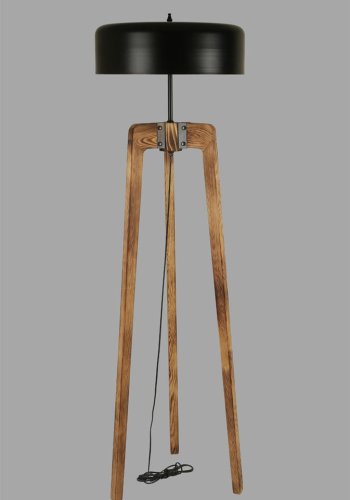 gulvlampe - sort metal og natur grantr