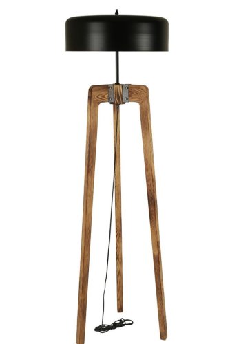 gulvlampe - sort metal og natur grantr