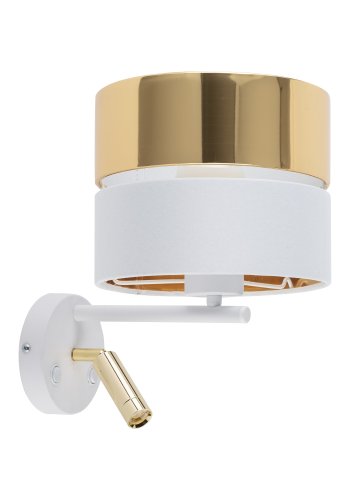 TK Hilton vglampe - guld metal og hvid stof