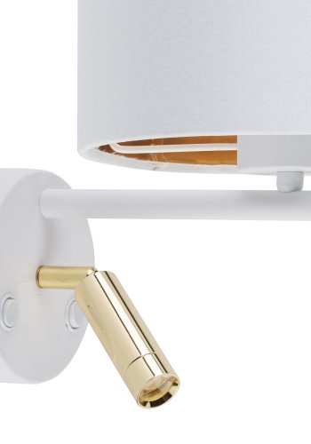 TK Hilton vglampe - guld metal og hvid stof