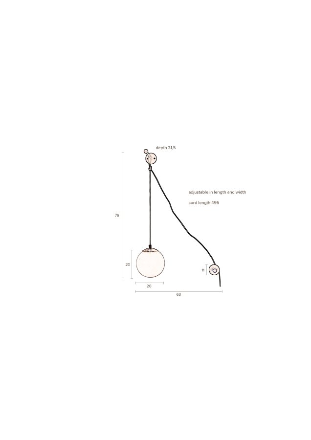 DUTCHBONE Bulan vglampe - hvid glas og jern