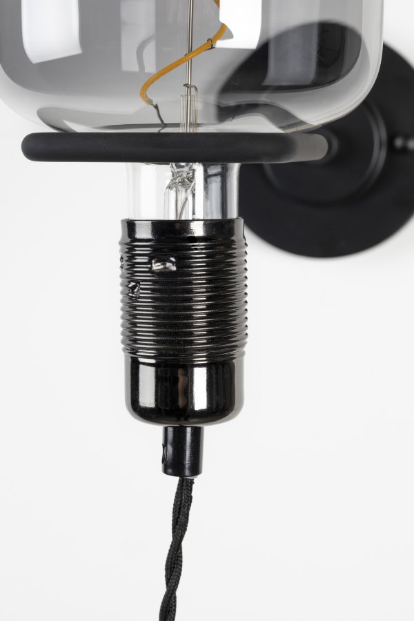 ZUIVER Diset vglampe - glas og sort metal