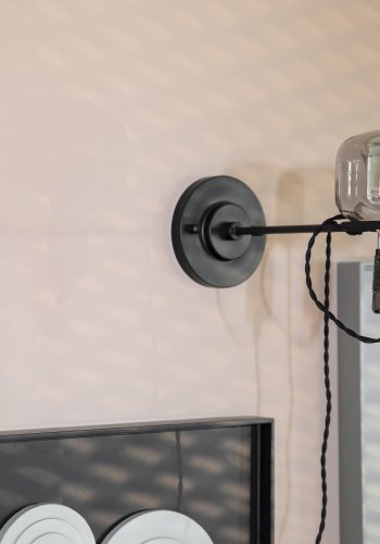 ZUIVER Diset vglampe - glas og sort metal