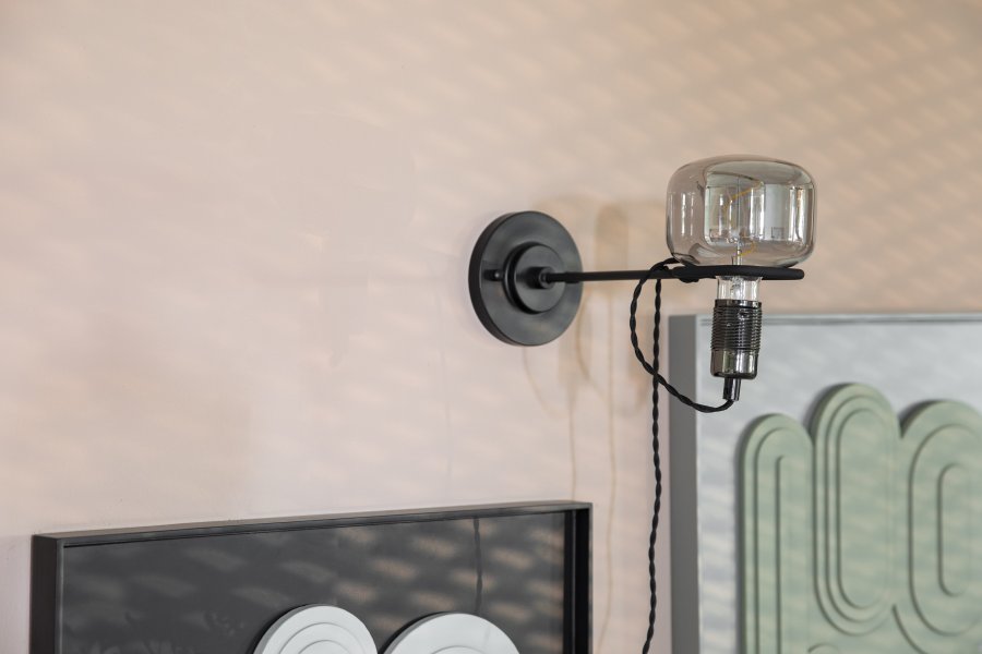 ZUIVER Diset vglampe - glas og sort metal