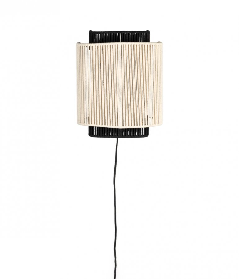 DUTCHBONE Elon vglampe - beige/sort reb og sort metal