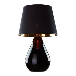 TK Lacrima bordlampe - guld, sort stof og sort glas 