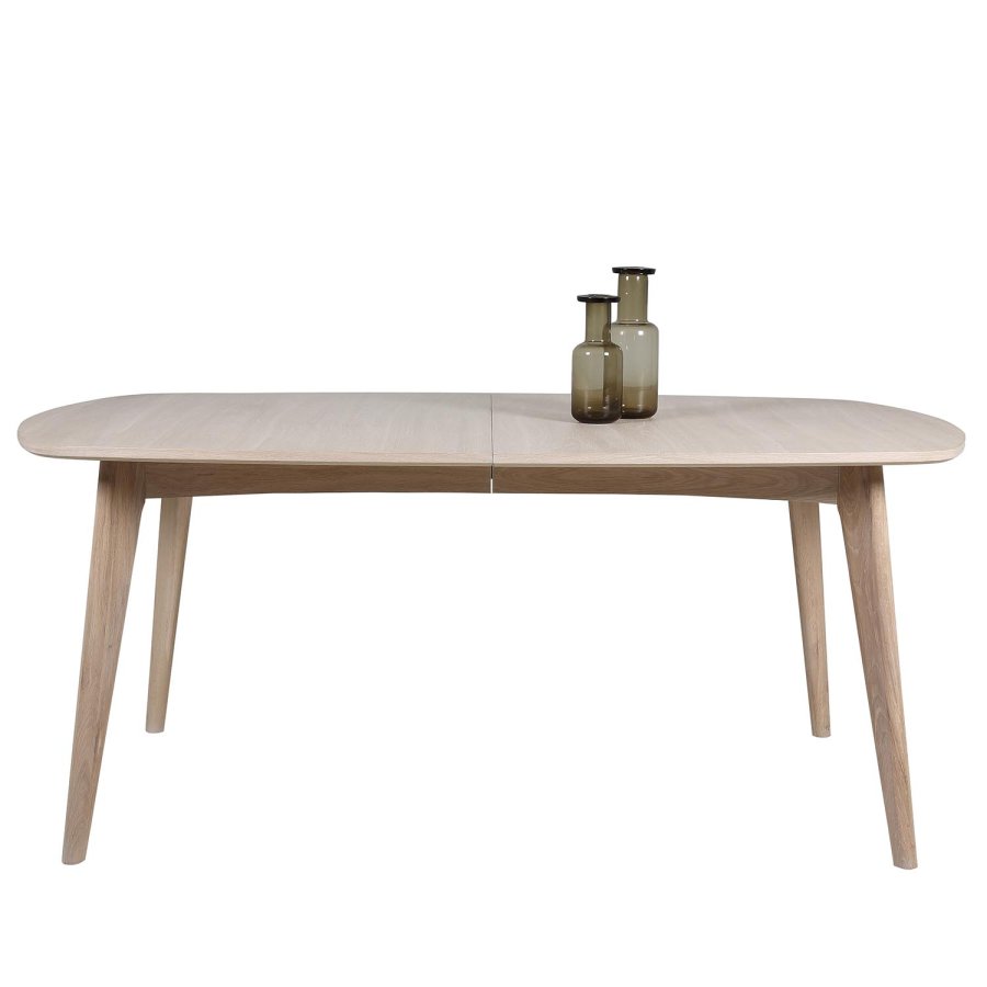 ACT NORDIC Marte spisebord, m. udtrk - hvidpigmenteret egetrsfiner og egetr (180x102)