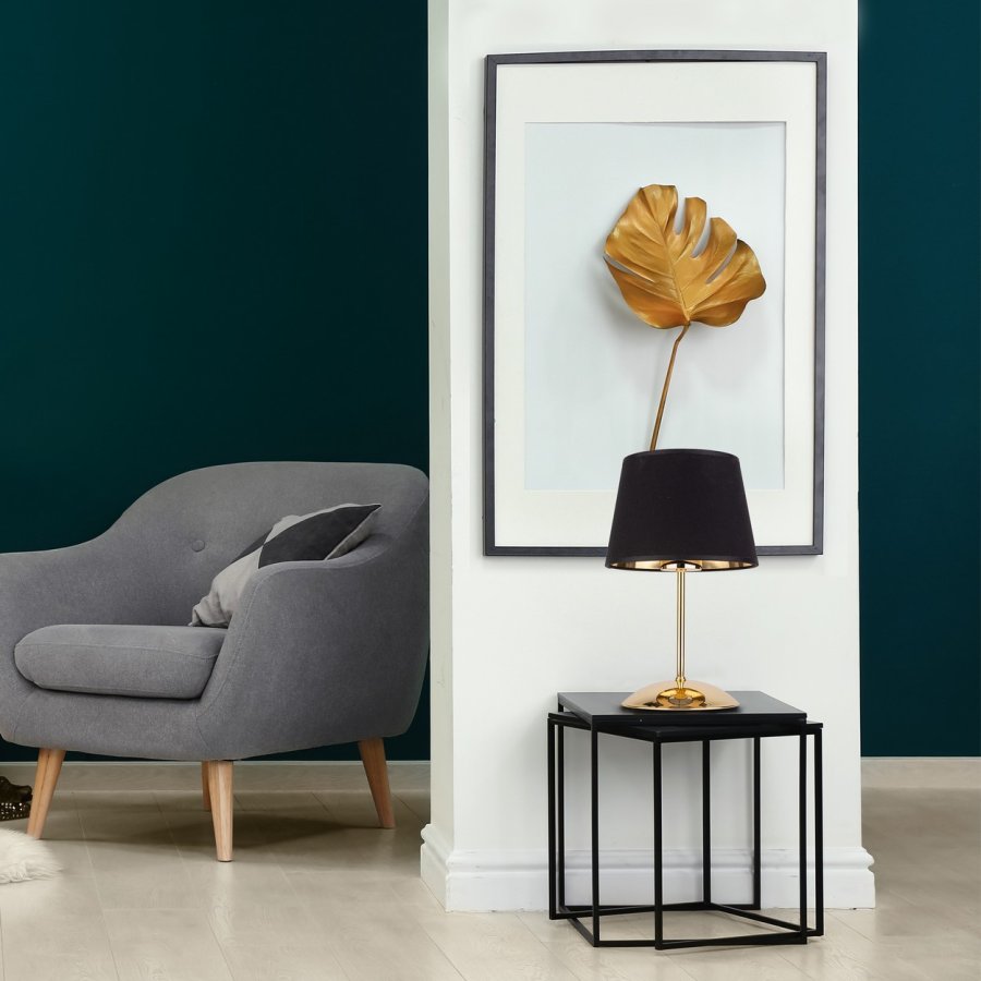 TK Glory bordlampe - sort stof og guld metal