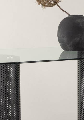 VIND COLLECTION Glasgow x Josefin Lustig spisebord, oval - klar glas og sort stl (200x100)