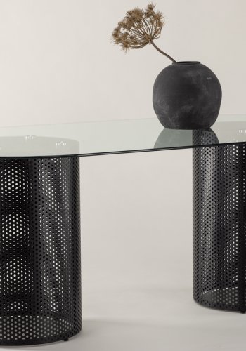 VIND COLLECTION Glasgow x Josefin Lustig spisebord, oval - klar glas og sort stl (200x100)