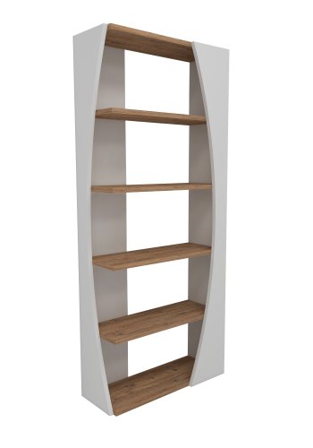 FUNZI LIVING Selge bogreol, m. 4 hylder - hvid og Atlantic Pine melamin