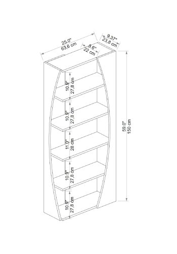 FUNZI LIVING Selge bogreol, m. 4 hylder - hvid og Atlantic Pine melamin