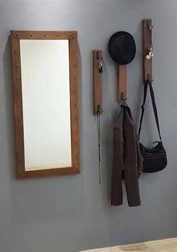 NORDVÄRK V108 entrést, m. 1 spejl, 3 knagerkker - valnddefarvet fyrretr