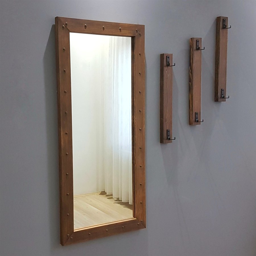 NORDVÄRK V108 entrést, m. 1 spejl, 3 knagerkker - valnddefarvet fyrretr