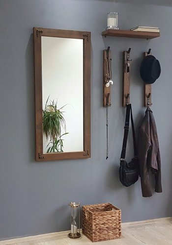 NORDVÄRK V109 entrést, m. 1 spejl, 3 knagerkker, 1 hylde - valnddefarvet fyrretr