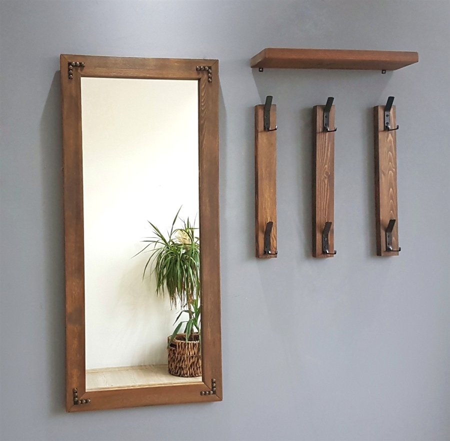 NORDVÄRK V109 entrést, m. 1 spejl, 3 knagerkker, 1 hylde - valnddefarvet fyrretr