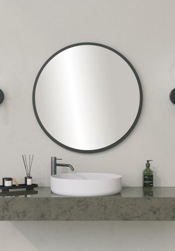 NORDVÄRK Yuvarlak dekorativt spejl, sort