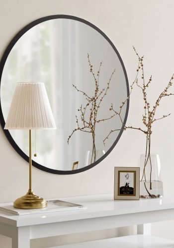 NORDVÄRK Yuvarlak dekorativt spejl, sort