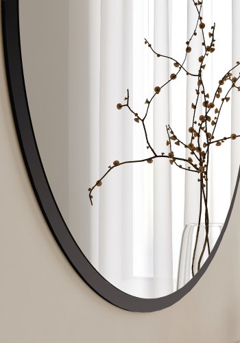 NORDVÄRK Yuvarlak dekorativt spejl, sort