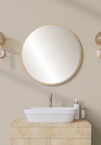 NORDVÄRK Yuvarlak dekorativt spejl, beige