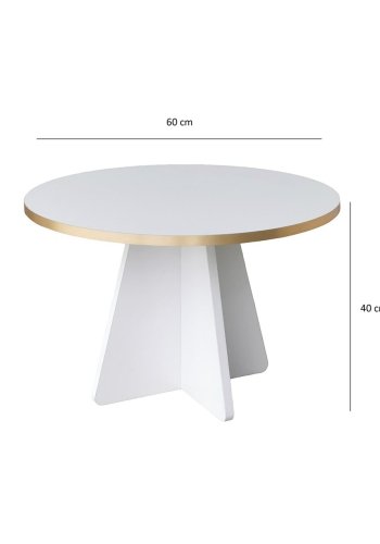 NORDVÄRK Mushroom sofabord, rund - guld PVC og hvid melamin (60)