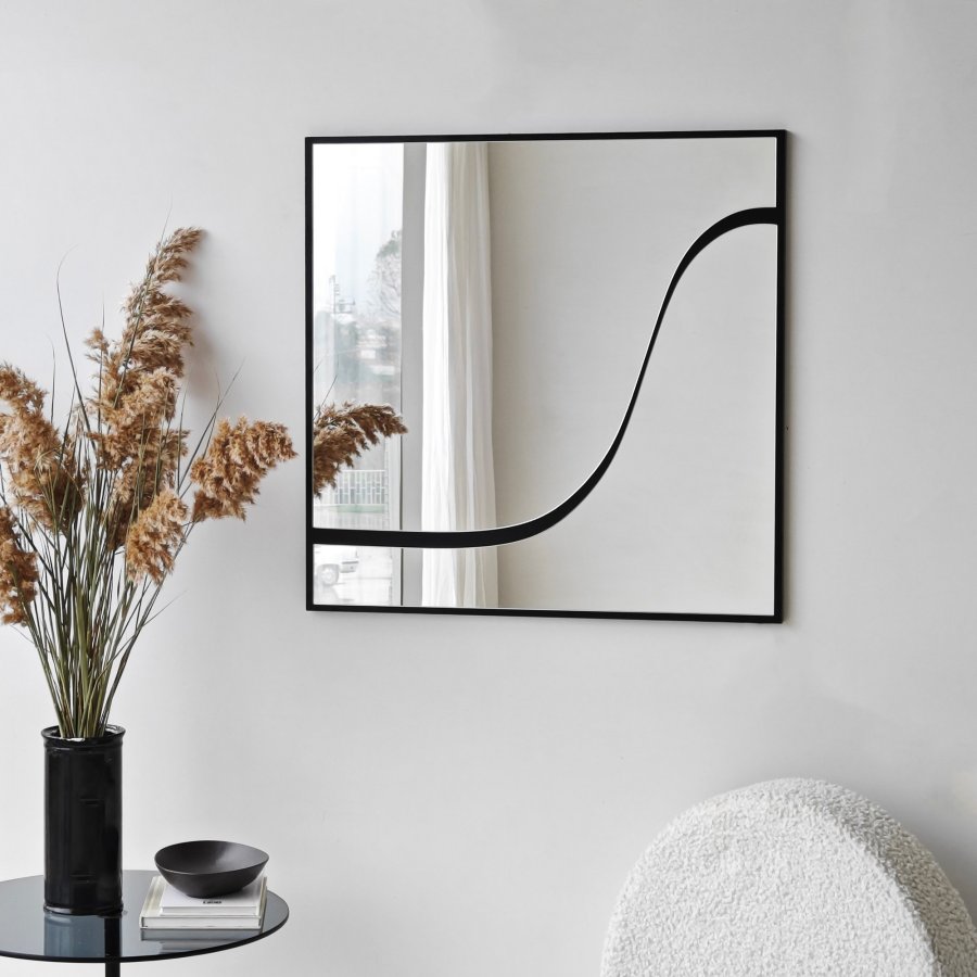 NORDVÄRK Abstrakt spejl, sort