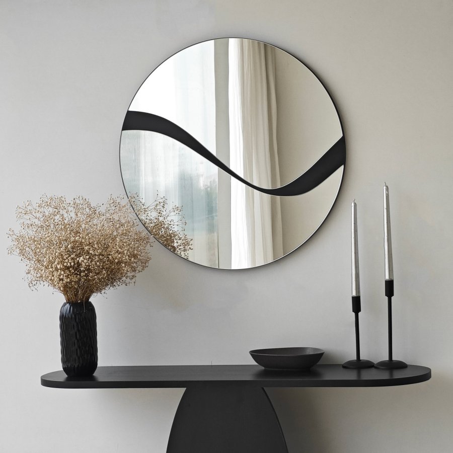 NORDVÄRK Abstrakt spejl, sort
