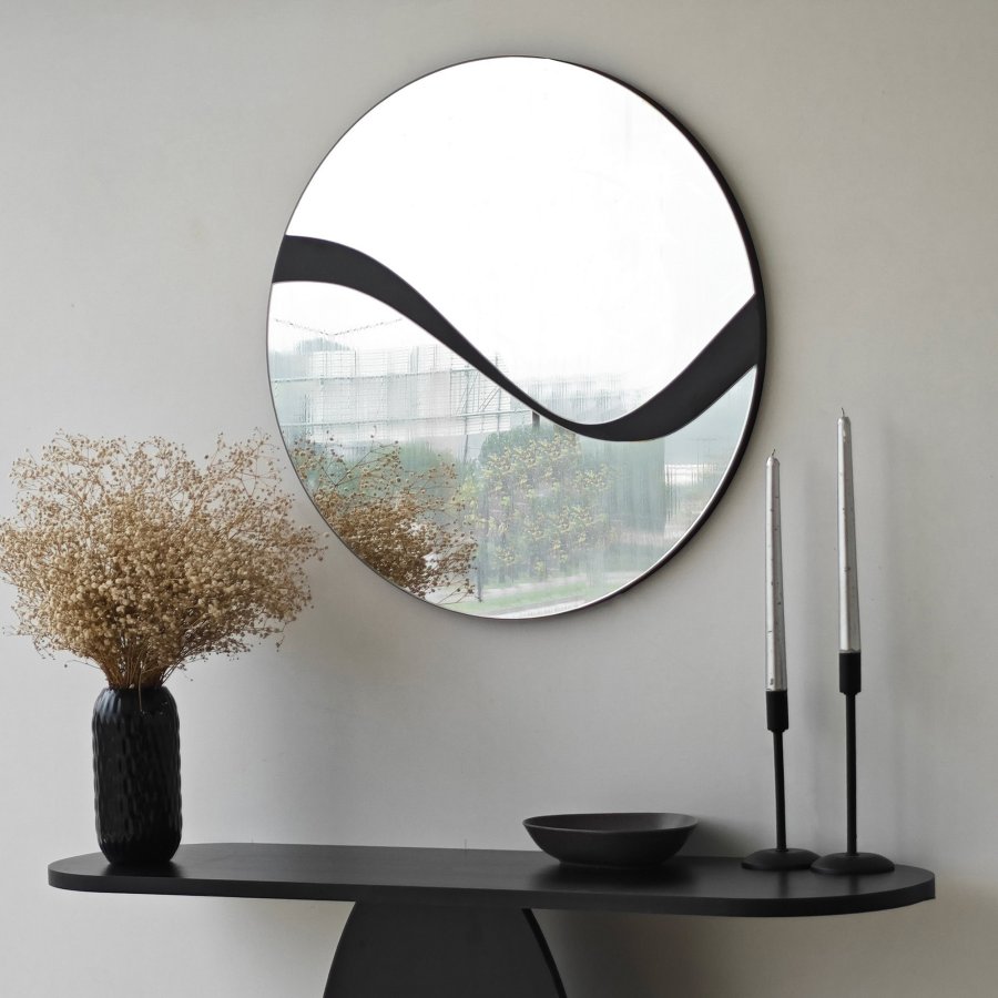 NORDVÄRK Abstrakt spejl, sort