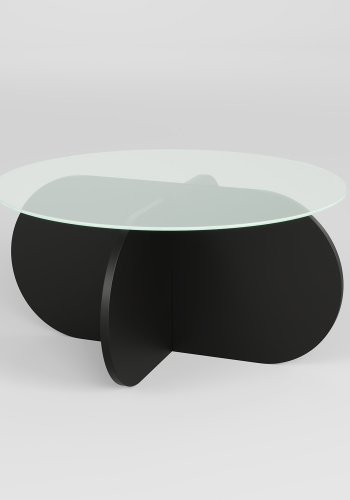 NORDVÄRK Bubble sofabord, rund - glas og sort melamin (75)