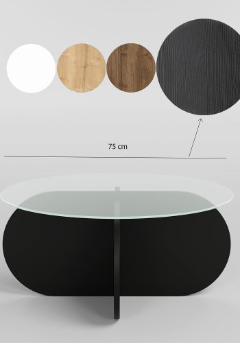 NORDVÄRK Bubble sofabord, rund - glas og sort melamin (75)